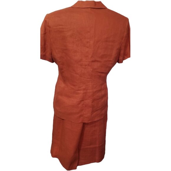 Plaza South Linen Vintage Skirt Set Sz 14 Petite by Plaza South Petite Burnt Ora - Picture 2 of 11